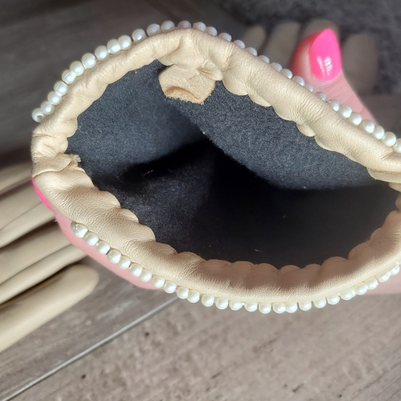 Vintage Beaded Leather Gloves Women's Size Medium Beige Cream - Picture 15 of 15